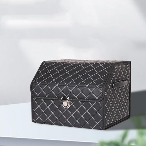 WBWBB Auto Kofferraum Organizer für OPEL Astra K（4door） 2015-2022, Kofferraumtaschen Box Aufbewahrungs Aufbewahrungsbox Leder Wasserdicht Faltbarer,B-Black-38 * 32 * 30cm
