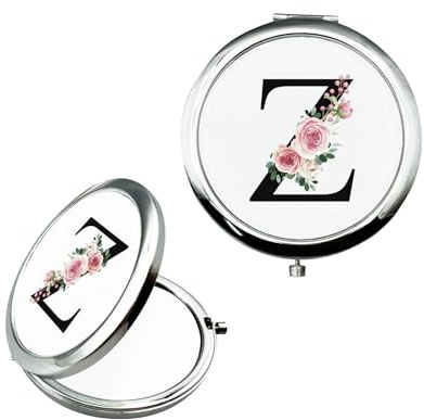 JEKUGOT Personalisierter Schminkspiegel Kleiner Spiegel Taschenspiegel Brautgeschenke Verlobungsgeschenke Personalisiertes Geschenk Spiegel A-Z Geschenke für Frauen Geburtstagsgeschenke(Z)