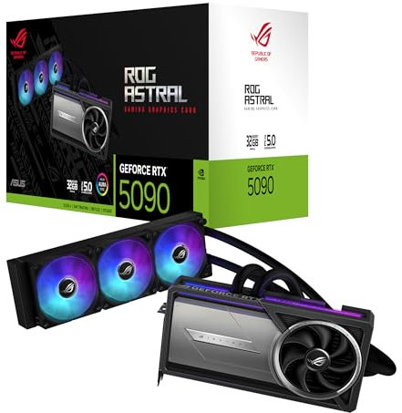 ASUS ROG Astral LC GeForce RTX 5090 32GB GDDR7 Gaming Grafikkarte mit All-in-One-Flüssig-CPU-Wasserkühlung (Nvidia DLSS4, PCIe 4.0, DP 2.1b, 360mm AIO-Kühler, ROG-ASTRAL-LC-RTX5090-32G)