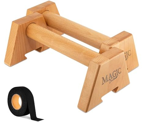 MAGIC SELECT Parallele in Legno. Maniglie per Flessione. Parallele per Calisthenics. Barra per Flessioni Antiscivolo per Trazioni, Ginnastica, Fitness, Yoga, Crossfit. per Interni ed Esterni.