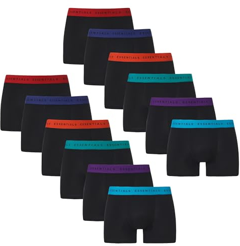 The Essentials Wardrobe 12PK Mens TEW Boxer - Black - X Large