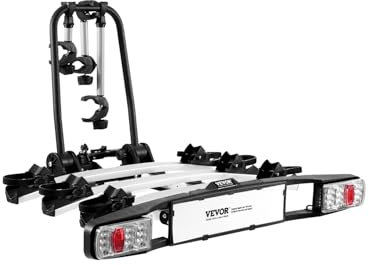 VEVOR Porte-vélos sur Attelage Capacité de Charge 3PCs jusqu'à 65 kg, Support de Vélos Monté sur Coffre de Voiture, Compatible avec Récepteurs de 5 cm, Verrouillable, avec Feu Arrière, pour Voyage