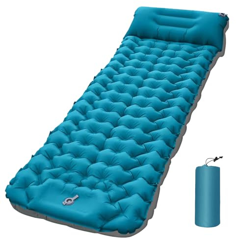 Isomatte Selbstaufblasende Campingmatte, Ultraleicht Aufblasbare Campingmatratze mit eingebauter Fußpumpe, wasserdichte einzelne aufblasbare Isomatte Kompakt für Camping, Wandern, Rucksackreisen