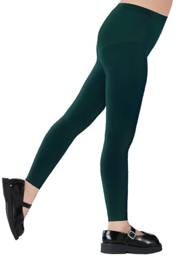 LinkSphere Girls Footless Tights Dance Ballet Tights Semi Opaque School Uniform Microfiber Leggings(2-4Years, Forest Green)