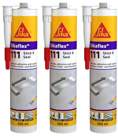 Sika – Montageklebstoff – Sikaflex-111 Stick &Seal Weiß – geeignet für Dämmstoffe wie EPS und XPS – elastisch – witterungsbeständig – 290 ml (Packung mit 3)