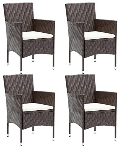 XINCXIN Garten-Essstühle 4 STK., Gartensessel Korbsessel Gartenstühle Chair Geeignet für Outdoor Pool Garden Terrace Poly-Rattan Braun