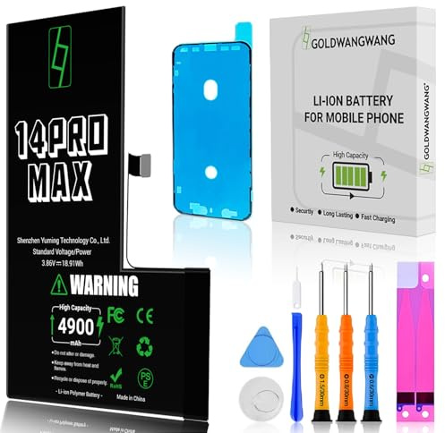 Batterie pour iPhone 14 Pro Max, Batterie Haute Capacité 4900mAh, 0 Cycle
