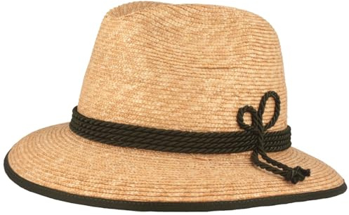 Breiter Borten-Strohhut Matelot Damen Trachtenhut mit Ripsband-Garnitur, Made in Italy!