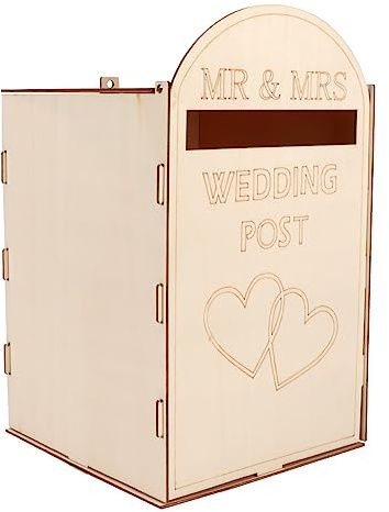 HAYOMAX Wedding Post Box Wooden Gift Card Mailbox Rustic Wedding Gift Card Holder Box for Wedding Party Decoration