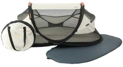 Deryan Baby & Kinder Reisebett mit Matratze - ab Geburt bis 2,5 Jahre, Pop Up Kleinkindbett Babyzelt in 2 Sekunden aufgestellt, inkl. Moskitonetz & Reisetasche, Schnell & Kompakt Faltbar, Ivory