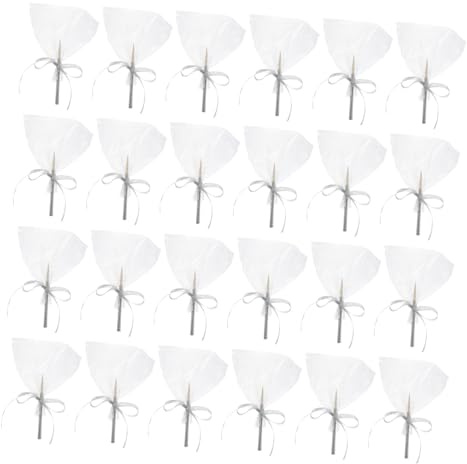 ABOOFAN 24 Pièces Bâtons Scintillants avec Rubans Pailletés Argentés pour Cake Pops Bonbons et Desserts Festifs Kit Décoratif Polyvalent pour Anniversaires et Occasions Spéciales