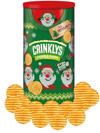 Christmas Snack Tin - 3 x Mixed Flavors of Twiglets Wholewheat Sticks,Original Mini Cheddars Biscuits,Cheeselets Biscuits - Oven Baked Savory Snack (Crinklys Cheese & Onion 200g)