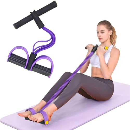 Kertaym 6-Rohr-Widerstandsband Sit Up Zugseil Beintrainer mit Widerstandsband Taillen- und Bauchtrainer Multifunktions-Elastisches Yoga-Spannseil für Schlankheitstraining