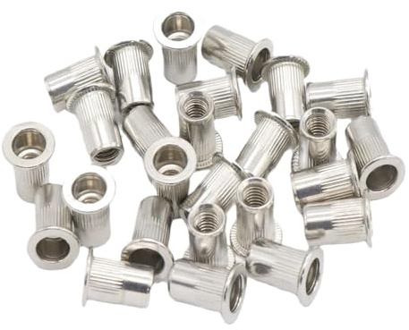 Edelstahl-Flachkopf-Blindnietmuttern, 50 Stück Flache Senknietmuttern aus Edelstahl 304, Kohlenstoffstahl und Aluminium in verschiedenen Größen(M8)