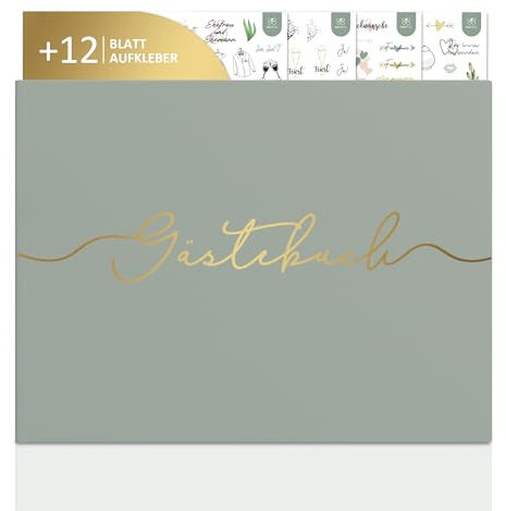 BIROYAL Gästebuch Hochzeit, Geburtstag & Jeder Anlass, Ringbuch Hardcover | 550+ Hochzeiten Sticker, 104 Blanko Seiten, 24 * 18cm, Edle Gold Prägung, für unvergessliche Erinnerungen