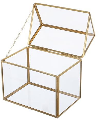 BESPORTBLE Terrario de Cristal con Forma de Casa Dorada Mini Invernadero de Mesa para Suculentas y Musgo Caja Decorativa Geométrica Transparente para Exhibición y Jardinería Interior