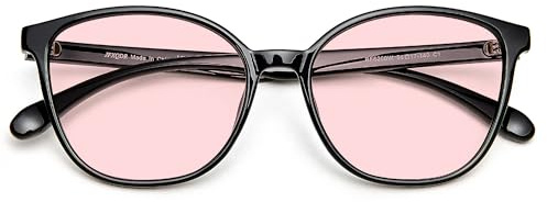 JFXQDR Gafas Filtro Luz Azul para Mujer - Lentes FL-Flex, para Migrañas, Sensibilidad Lumínica, Fotofobia, Pantalla LED Fluorescente, Gaming y Ordenador RF6208 (Negro)