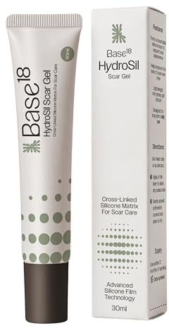 Base18 HydroSil Scar Gel 30ml | 7 Actives in Silicone with Niacinamide, Ectoin & Madecassoside | Quick-Drying Silicone Gel for Surgical, Acne, Keloid & Hypertrophic Scars | Face & Body