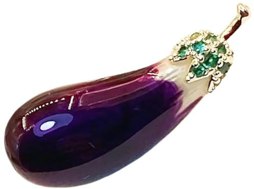 VOSAREA Spilla da Bavero Elegante e Facile da Appuntare in Rame a Forma di Melanzana Accessorio Costume per T-shirt e Cheongsam per Anniversari e Matrimoni