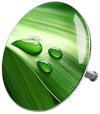 Sanilo Badewannenstöpsel Green Leaf, Stöpsel für die Badewannen deckt den kompletten Abflussbereich ab, universal mit Motiv