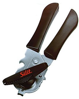 Silit Dosenöffner manuell mit integriertem Kapselheber, Deckelzange und Öffner, Edelstahl, Kunststoffgriff, schwarz