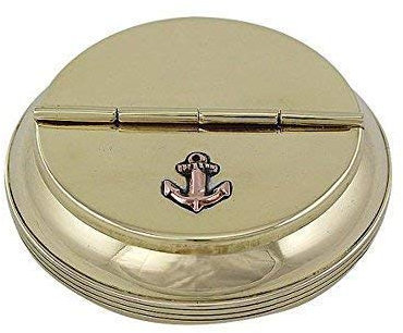 linoows Klapp Aschenbecher, Marine-Ascher, Taschen-Ascher Messing poliert 8 cm