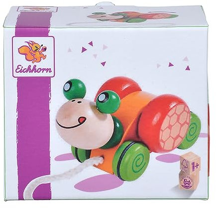 Eichhorn 100005553 - Nachziehtier Schildkröte, mit Bewegung, 15cm, FSC 100% Zertifiziertes Birkenholz