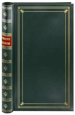 Spiral Bound Photo Album 300 Bi-Directional Memo Pockets Hold 4x6 Photos, Hunter Green