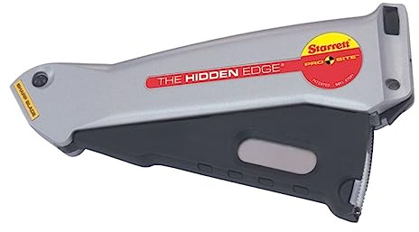 Starrett Hidden Edge Utility Knife with Easy to Use Safety Lock and Level for Fast, Tool-Free Blade Changes - Retractable Lever Action, Aluminum Case Material - S011