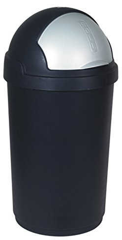 Curver 50 Litre Roll-Top Garbage Can, Black/Silver, 35 x 25 x 10 cm