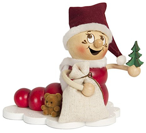 Drechslerei Kuhnert Rauchmann/Räucherfigur - Rauchwurm aus Holz - Rudi & ROSI - Motiv: Weihnachts-Rudi - Höhe: ca. 14cm - Made in Germany