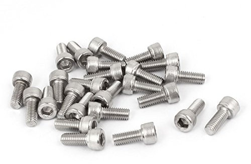 sourcing map 25 Stück M5 x 12mm Gewinde 304 Edelstahl Innensechskantschraube DIN912 Bolzen