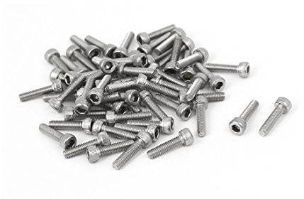 uxcell M2.5 x 10mm Thread 304 Stainless Steel Hex Socket Head Cap Screw DIN912 55pcs