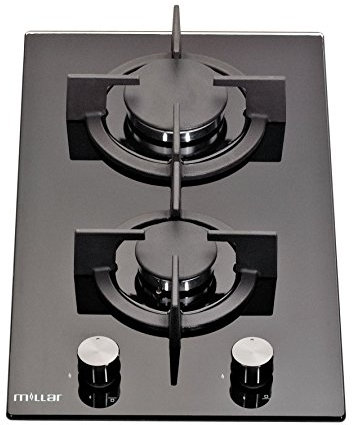 Millar GH3020PB Tempered Glass Hob with 2 Gas Burners, 30 cm, Black