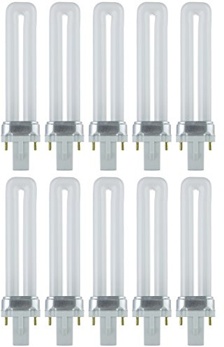 Sunlite 40501 PL7/SP41K Plugin U-Shaped Compact Fluorescent Lamp, 7 Watts, 360 Lumens, 4100K Cool White, 2-Pin (G23) Base, 10 Pack