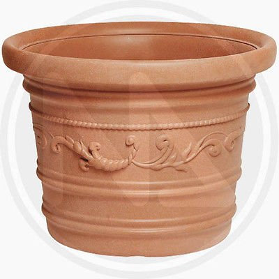 VASO TONDO Festonato - Ø 80Cm - IN RESINA - Colore TERRACOTTA - doppio bordo