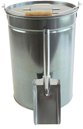 Ascheeimer mit Deckel 25l + Kohleschaufel