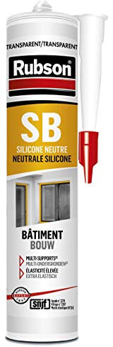 RUBSON SB , Mastic Silicone Neutre Bâtiment, Special Chantier, Certifié Snjf, Transparent, Cartouche de 280 ml