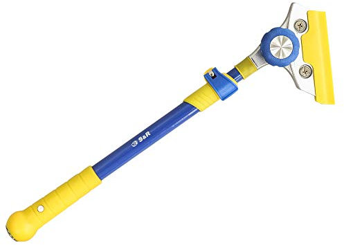 S&R Raschietto Professionale con Manico Telescopico per Pittura Colla Vetro con manico telescopico 420 a 630 mm. Raschietto Multifunzionale Manico Ergonomico.