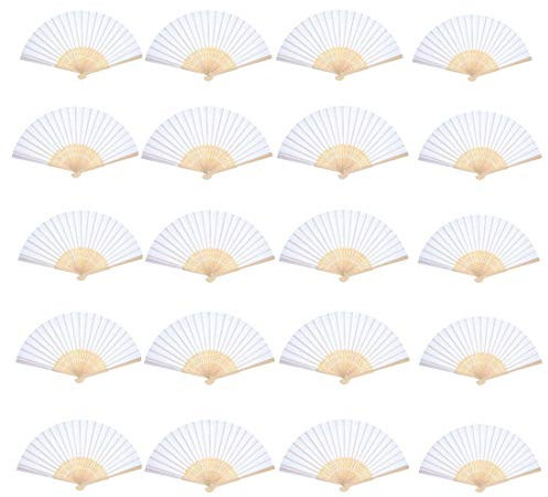JZK 20 x White Chinese paper handheld folding fan for summer party wedding favours travel fan hot flushes relief tool women birthday gift