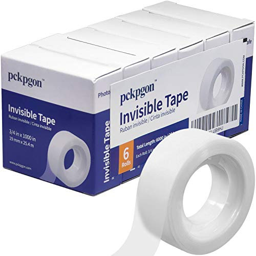 PCKPGON Invisible Tape Refills for Dispenser, Matte Finish Translucent Tape, 3/4 x 1000 Inches, 6 Boxed, Engineered for Repairing Correction and Labeling