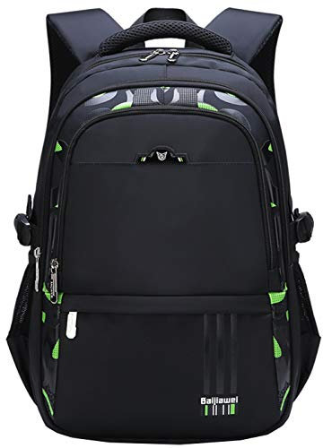 Schulrucksack Jungen Teenager Wasserdicht Kinder Schulranzen Vintage Sport Freizeit Daypack Rucksack für Mädchen und Jungen (Grün-C1)