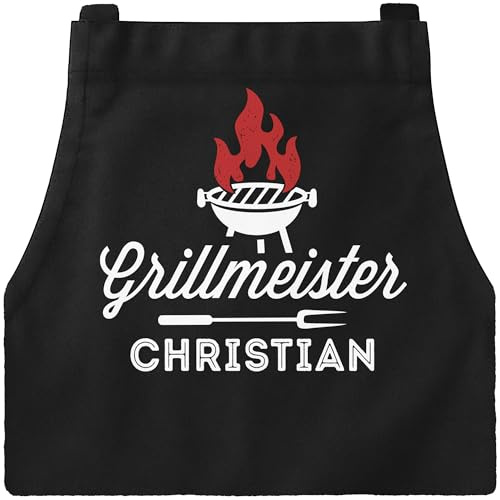 MoonWorks® Grill-Schürze mit Name personalisierbar Grillseargent [Wunschname] Born to Grill-Geschenke Männer Skull