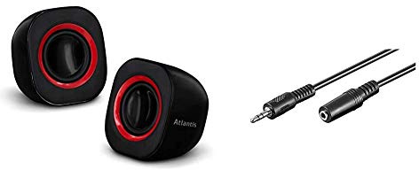 ATLANTIS Sound Power 440 Mini-Casse Stereo Amplificate & Goobay 50432 Cavo di estensione per cuffie e audio AUX; a 3 pin; jack da 3,5 mm 3,5 mm maschio (3 pin, stereo) a 3,5 mm maschio