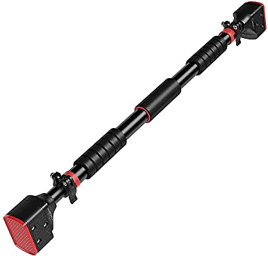 Zamelux Barra per trazioni da parete, regolabile, 71-95 cm, portata max 200 kg, antiscivolo, in alluminio, nero e rosso