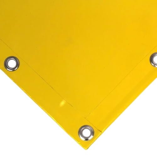 Telo Impermeabile Occhiellato da Esterno in PVC 650 gr/m² Tendone con Occhielli ogni 50 cm e Orlo di Rinforzo, Telo Plastica Impermeabile Antivento, Antipioggia, Antimuffa, GIALLO (3 x 4 m)