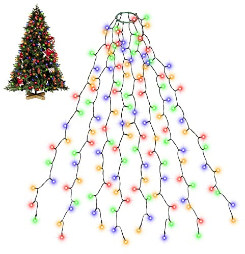 SALCAR Christmas Tree Lights, 2m x 8 Strands 280 LED Fairy Lights for 6-8ft Christmas Tree, Easy to Install, Indoor & Outdoor Decoration, 8 Modes, (Multicolor, 2m)