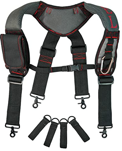 MELOTOUGH Gel-gepolsterte Werkzeuggürtel-Hosenträger – robuste Clip-End-Hosenträger, Rot/Ausflug, einfarbig (Getaway Solids), one size fits ,most