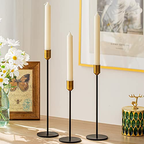 Inweder Candelabro Candelabro Deco Living Room - Juego de 3 Candelabro con Candelabro Superior Color Latón Decoración Mesa Decoración Hogar Bodas Adecuado Velas 2cm Diámetro