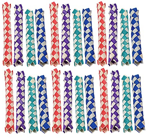 Onewer Fingerfallen,24 Stück Bambus-Fingerfallen,24pcs Finger Fallen Vögel Papageien kauen Spielzeug Chinesisch Bambus Fallen DIY Spielzeug für Kinder Parteien